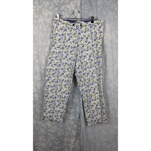 Vtg 90s Tommy Hilfiger Waffle Weave Floral Crop Pant Sz M
